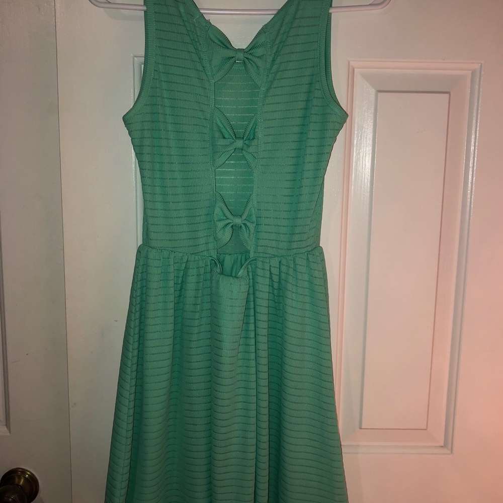 Teal bow dress